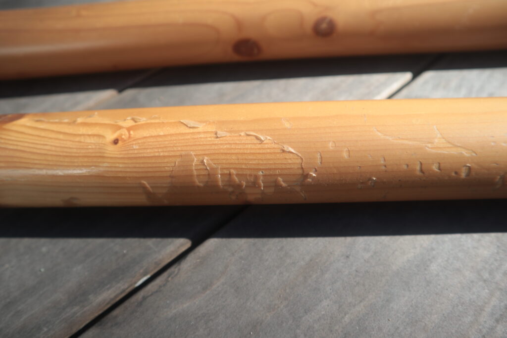 Peeling finish on handrails