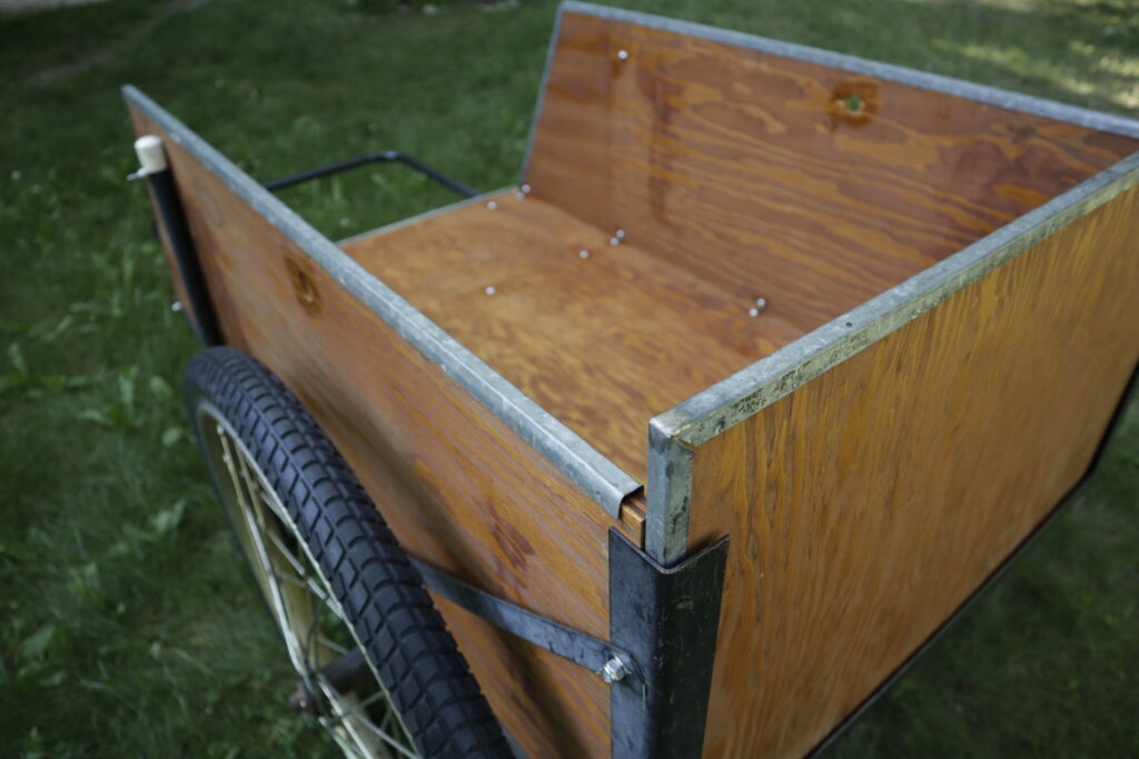 Close-up of restored garden cart